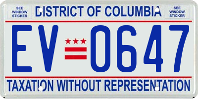 DC license plate EV0647