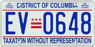 DC license plate EV0648