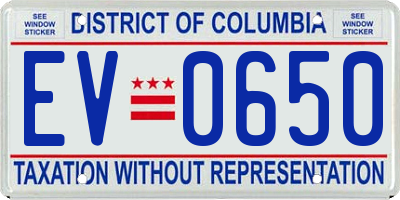 DC license plate EV0650