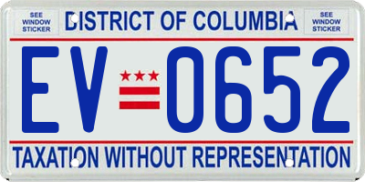 DC license plate EV0652
