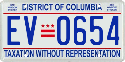 DC license plate EV0654