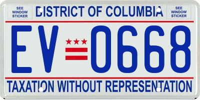 DC license plate EV0668