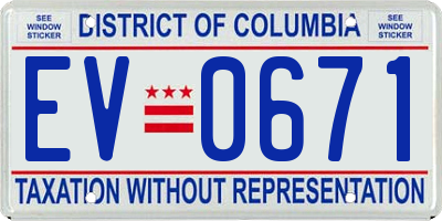 DC license plate EV0671