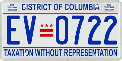 DC license plate EV0722
