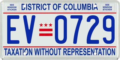DC license plate EV0729