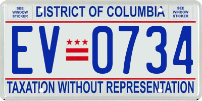 DC license plate EV0734