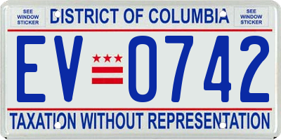 DC license plate EV0742