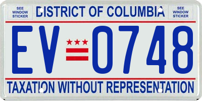 DC license plate EV0748