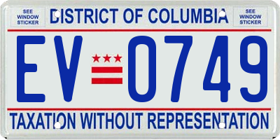 DC license plate EV0749