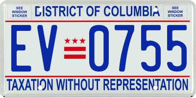 DC license plate EV0755