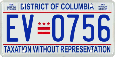 DC license plate EV0756