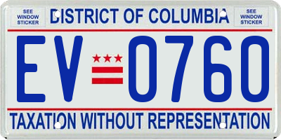 DC license plate EV0760