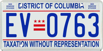 DC license plate EV0763