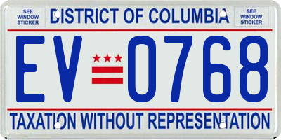 DC license plate EV0768