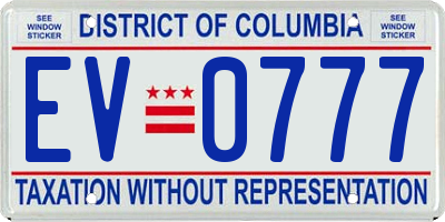 DC license plate EV0777