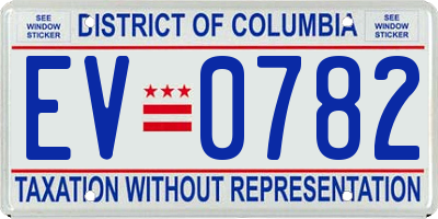 DC license plate EV0782