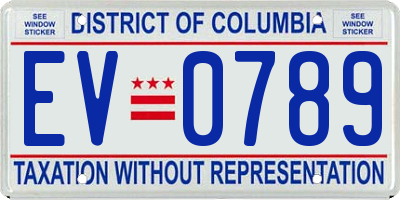 DC license plate EV0789