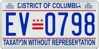 DC license plate EV0798