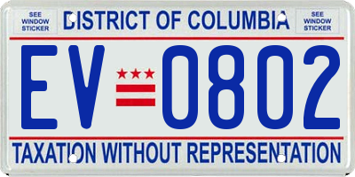 DC license plate EV0802