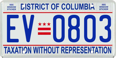 DC license plate EV0803