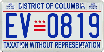 DC license plate EV0819