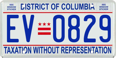 DC license plate EV0829