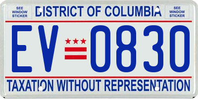 DC license plate EV0830