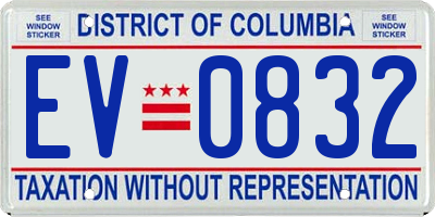 DC license plate EV0832
