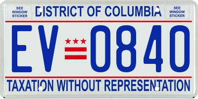 DC license plate EV0840