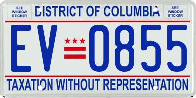 DC license plate EV0855