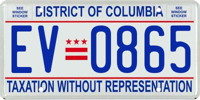 DC license plate EV0865