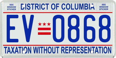 DC license plate EV0868