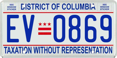DC license plate EV0869