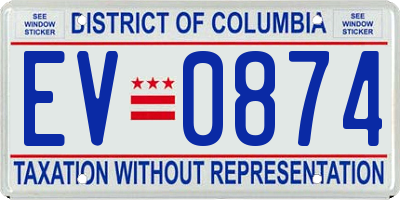 DC license plate EV0874