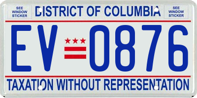 DC license plate EV0876