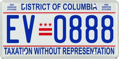 DC license plate EV0888