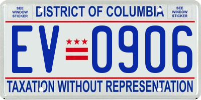 DC license plate EV0906