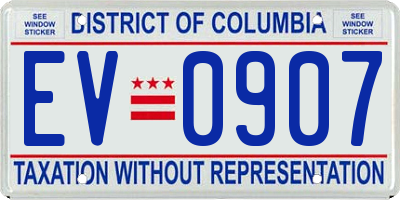 DC license plate EV0907