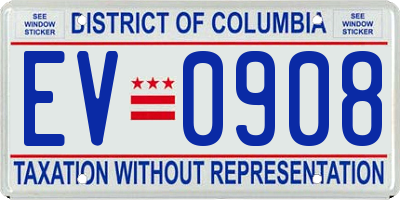 DC license plate EV0908