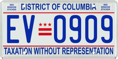 DC license plate EV0909