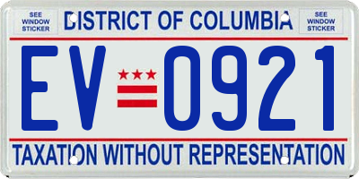 DC license plate EV0921