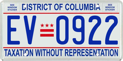 DC license plate EV0922