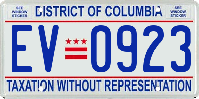 DC license plate EV0923