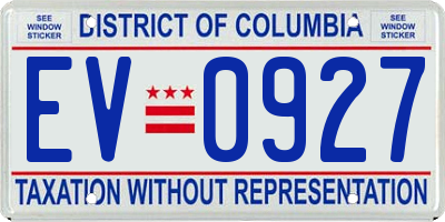 DC license plate EV0927