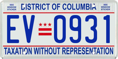 DC license plate EV0931