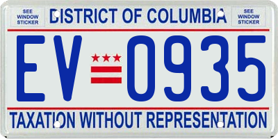 DC license plate EV0935