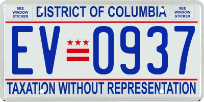DC license plate EV0937
