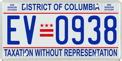 DC license plate EV0938