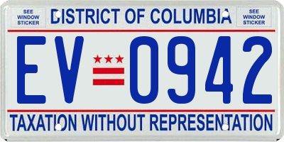 DC license plate EV0942