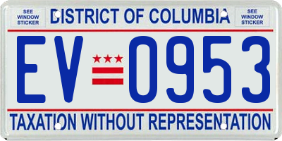 DC license plate EV0953